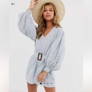 Asos linen stripe romper size 14